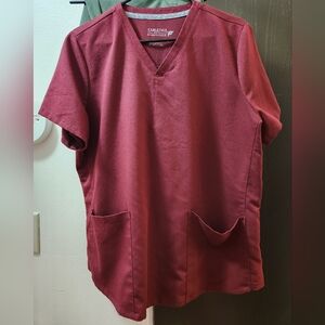 Fabletics Burgundy 2 Pocket Scrub Top